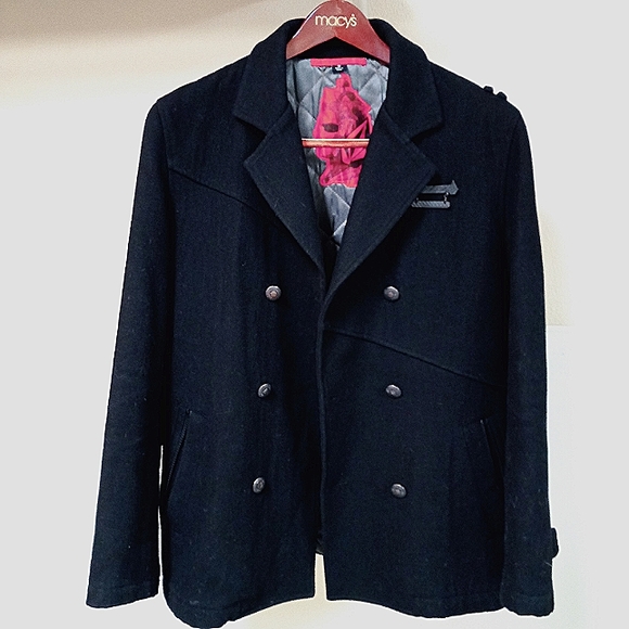 M WOMEN'S VOLCOM BLACK DOUBLE-BREASTED PEA COAT ZIP SECURE POCKETS W/O HOOD - Picture 7 of 13